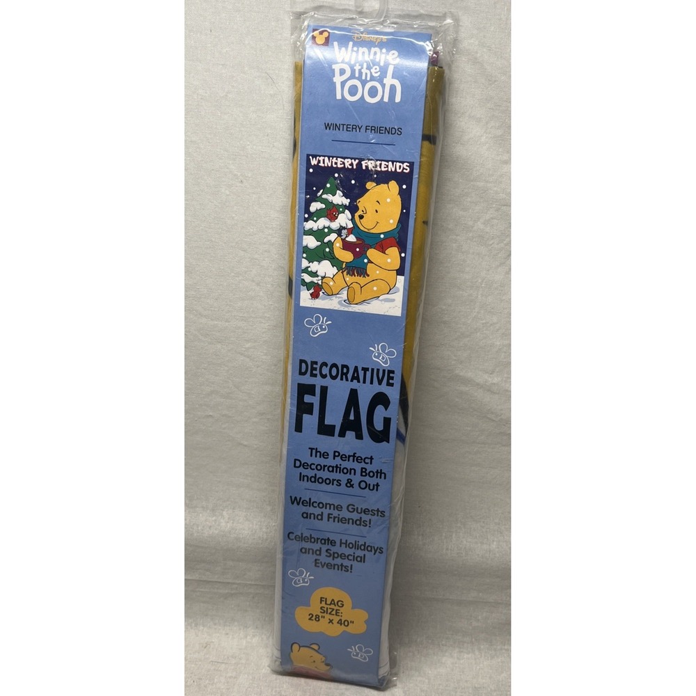 Vintage 1999 Disney Winnie the Pooh "Wintery Friends" Outdoor Flag 28" x 40" New